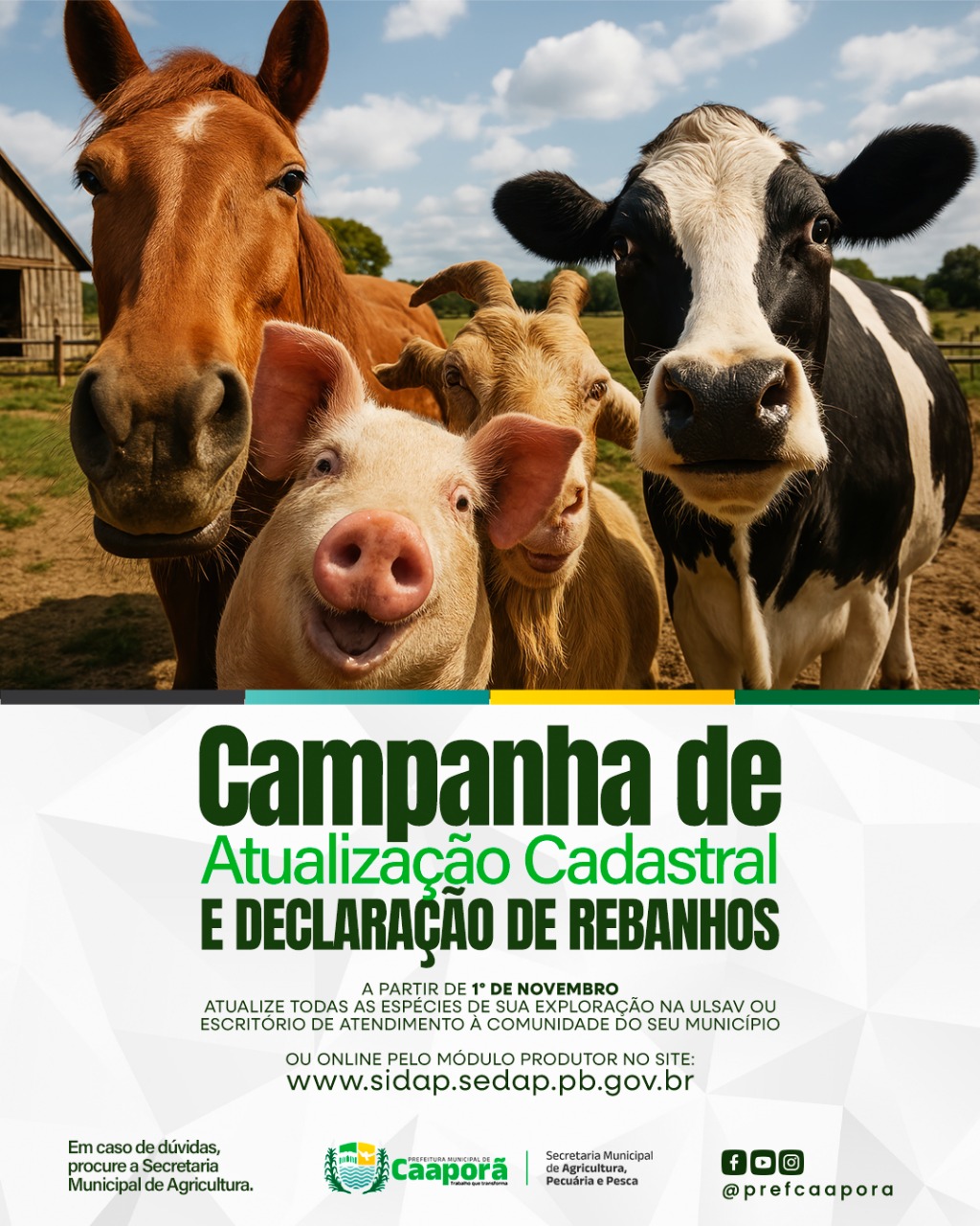 Caaporã inicia Campanha de Atualização Cadastral e Declaração de Rebanhos