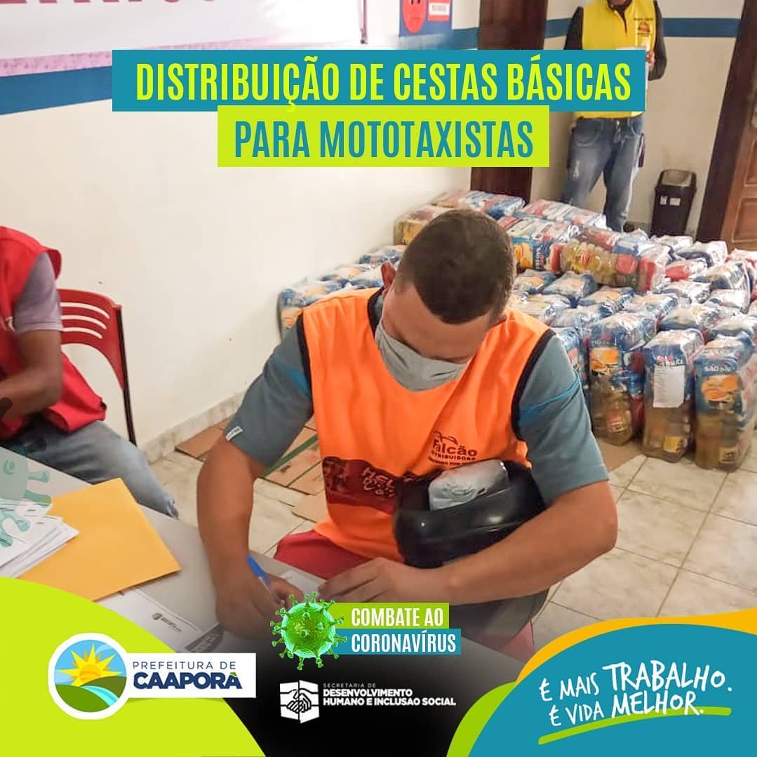 Secretaria de Desenvolvimento Humano e Inclusão Social realiza a distribuição de cestas básicas e máscaras reutilizáveis a mototaxistas