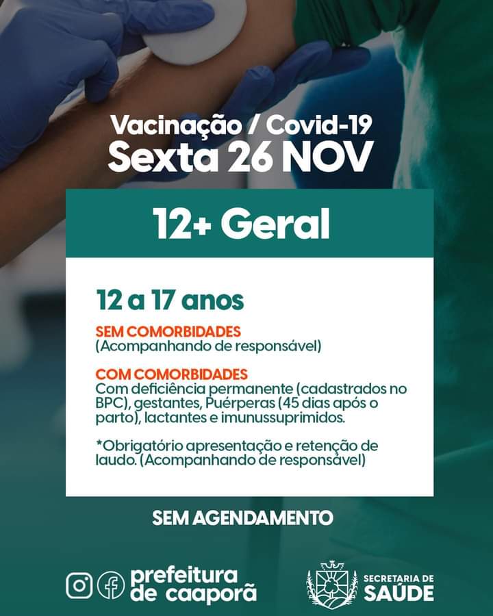 Plano de Imunização desta sexta-feira (26/11)