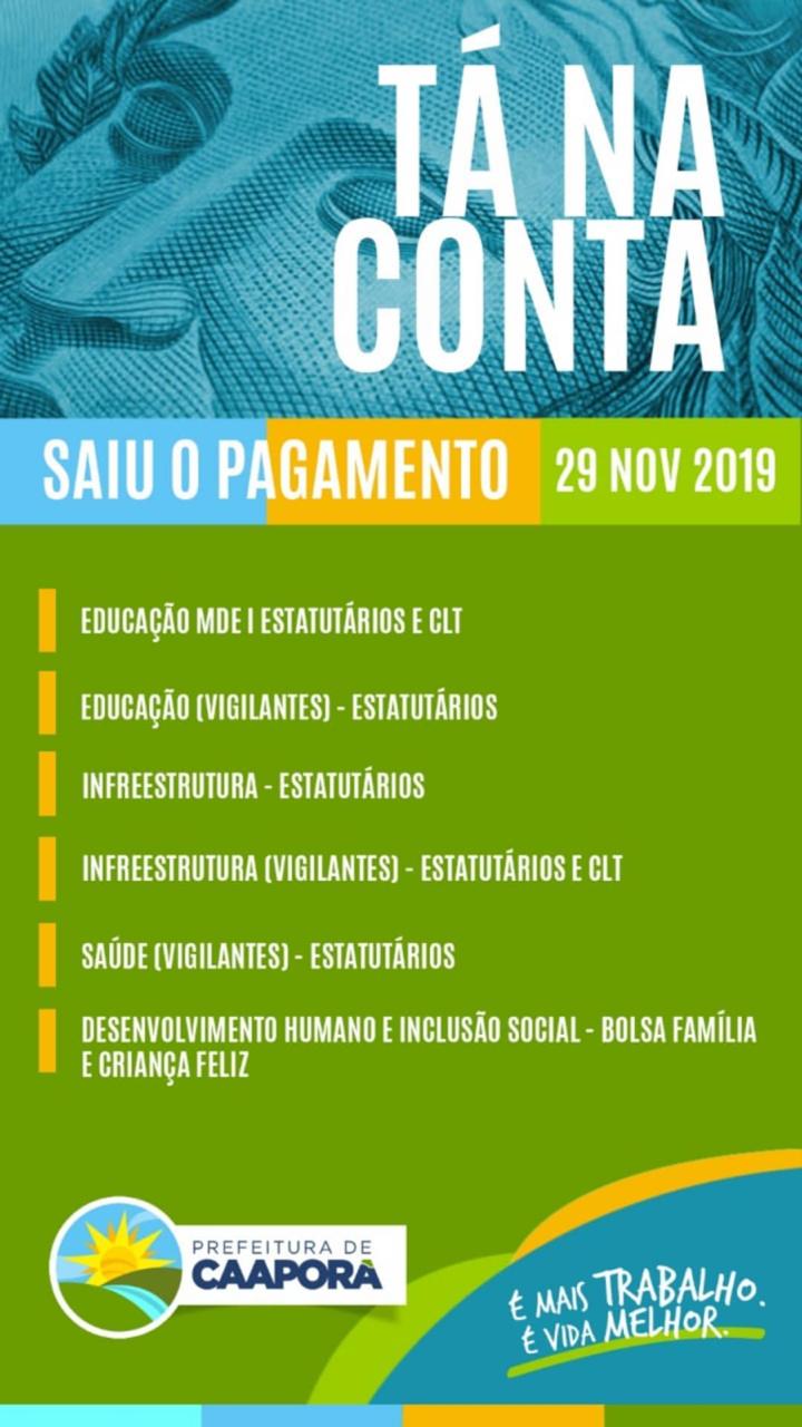 TABELA DE PAGAMENTOS (29/11/2019)