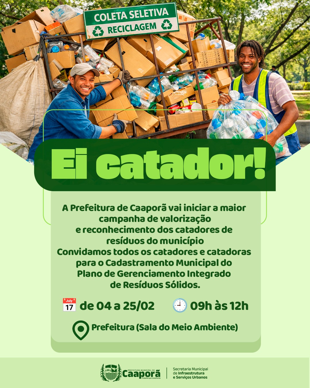 Campanha fortalece reciclagem e gestão de resíduos em Caaporã