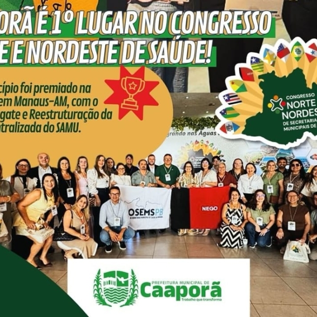 Caaporã se destaca nacionalmente na saúde pública e conquista 1º lugar em congresso nacional