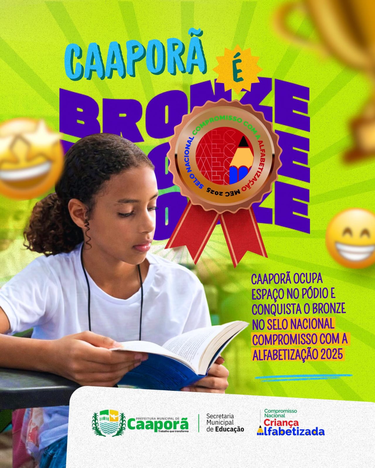 Caaporã conquista Selo Bronze em alfabetização do MEC