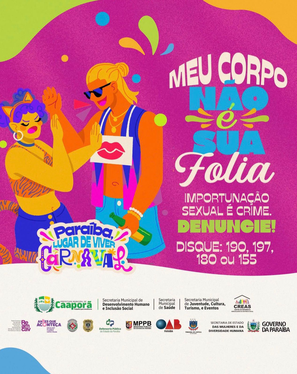 Caaporã lança campanha contra assédio no Carnaval 2026