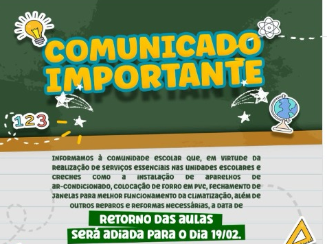 Rede municipal de ensino de Caaporã retoma aulas no dia 19 de fevereiro