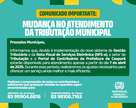 Mudança no Atendimento da Tributação Municipal